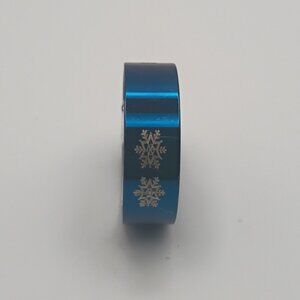 Blue Stainless Steel Snowflake Band Ring Men's Size 10
